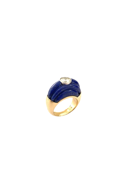 Carved Lapis Diamond Ring