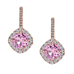 Pink Sapphire and Diamond Earrings 