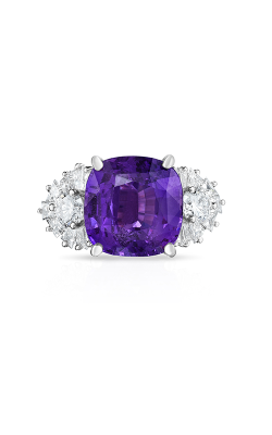 Unheated Purple Sapphire & Diamond Ring