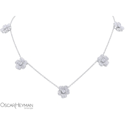 Platinum Diamond 5 Station Flower Necklace