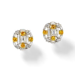Fancy Yellow and white Diamond Earrings