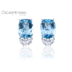 Platinum Aquamarine & Diamond Earrings