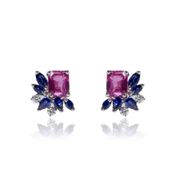 Pink/Blue Sapphire Earrings