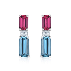 Aquamarine, Spinel & Diamond Earrings