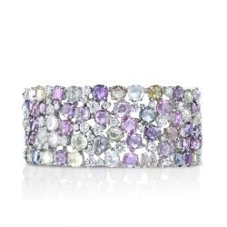 Gold & Platinum Rose Cut Multi-Color Sapphire Bracelet